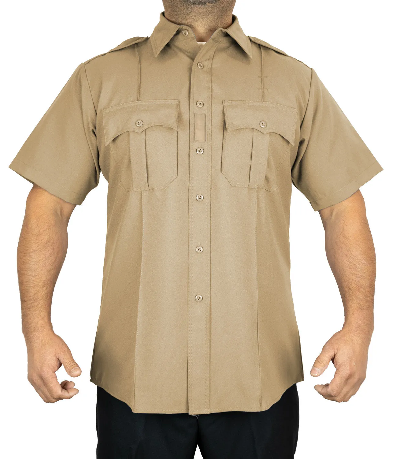 100% Polyester 4 Pocket Hidden Zipper Uniform Shirt - Short Sleeve