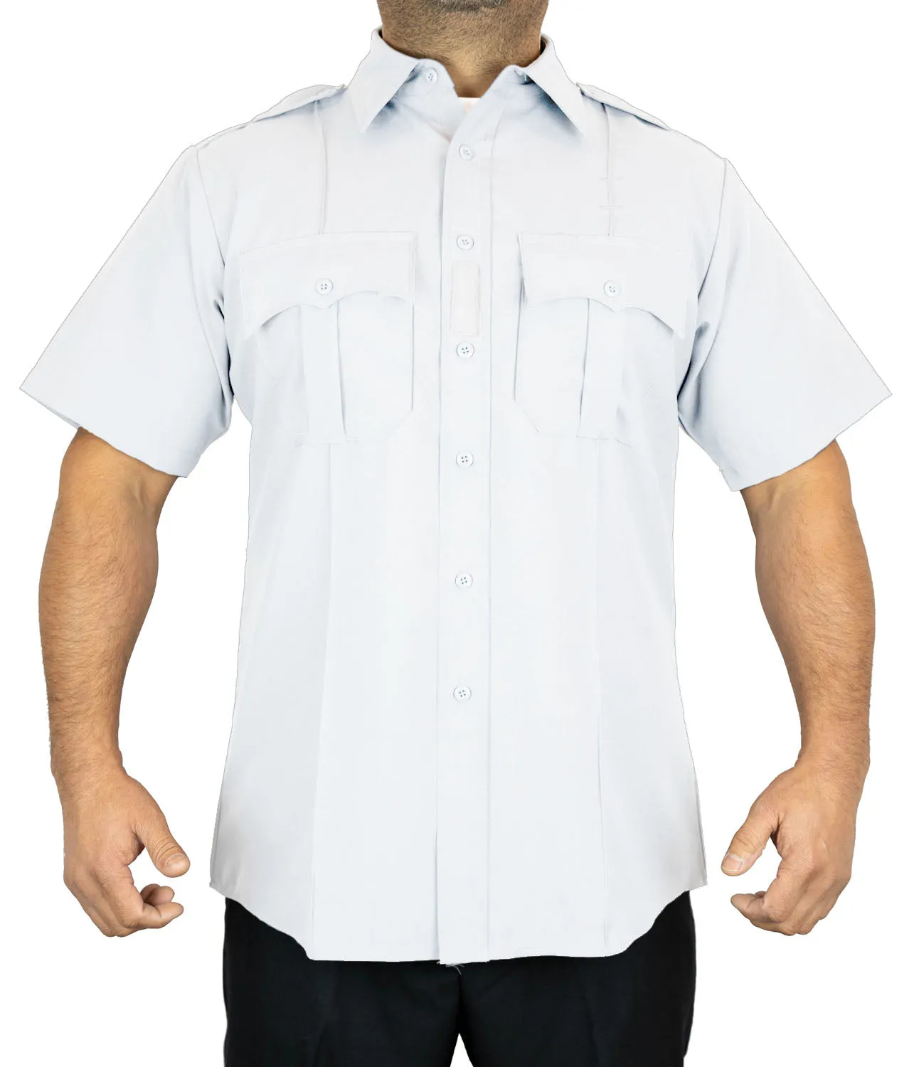 100% Polyester 4 Pocket Hidden Zipper Uniform Shirt - Short Sleeve