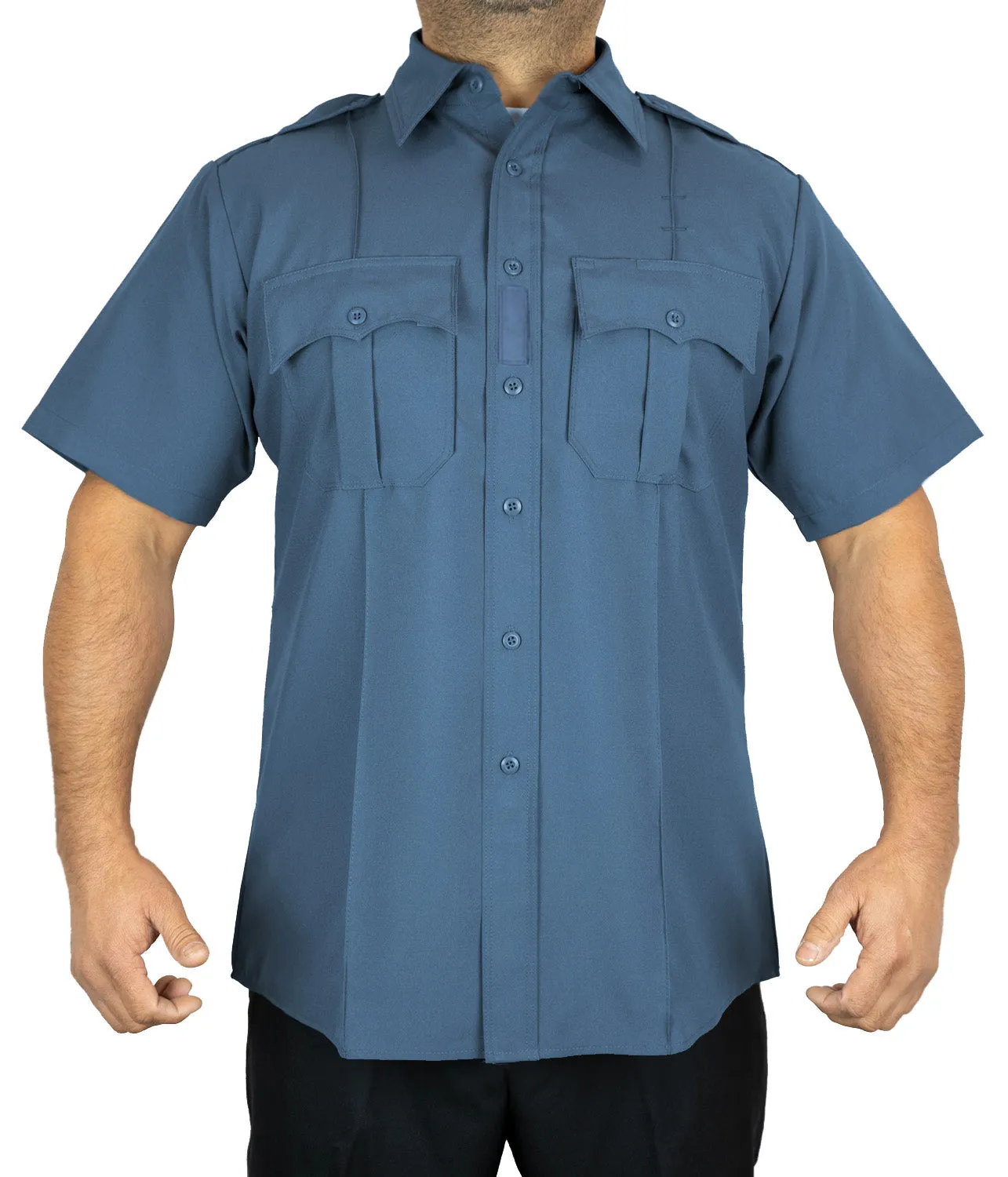 100% Polyester 4 Pocket Hidden Zipper Uniform Shirt - Short Sleeve