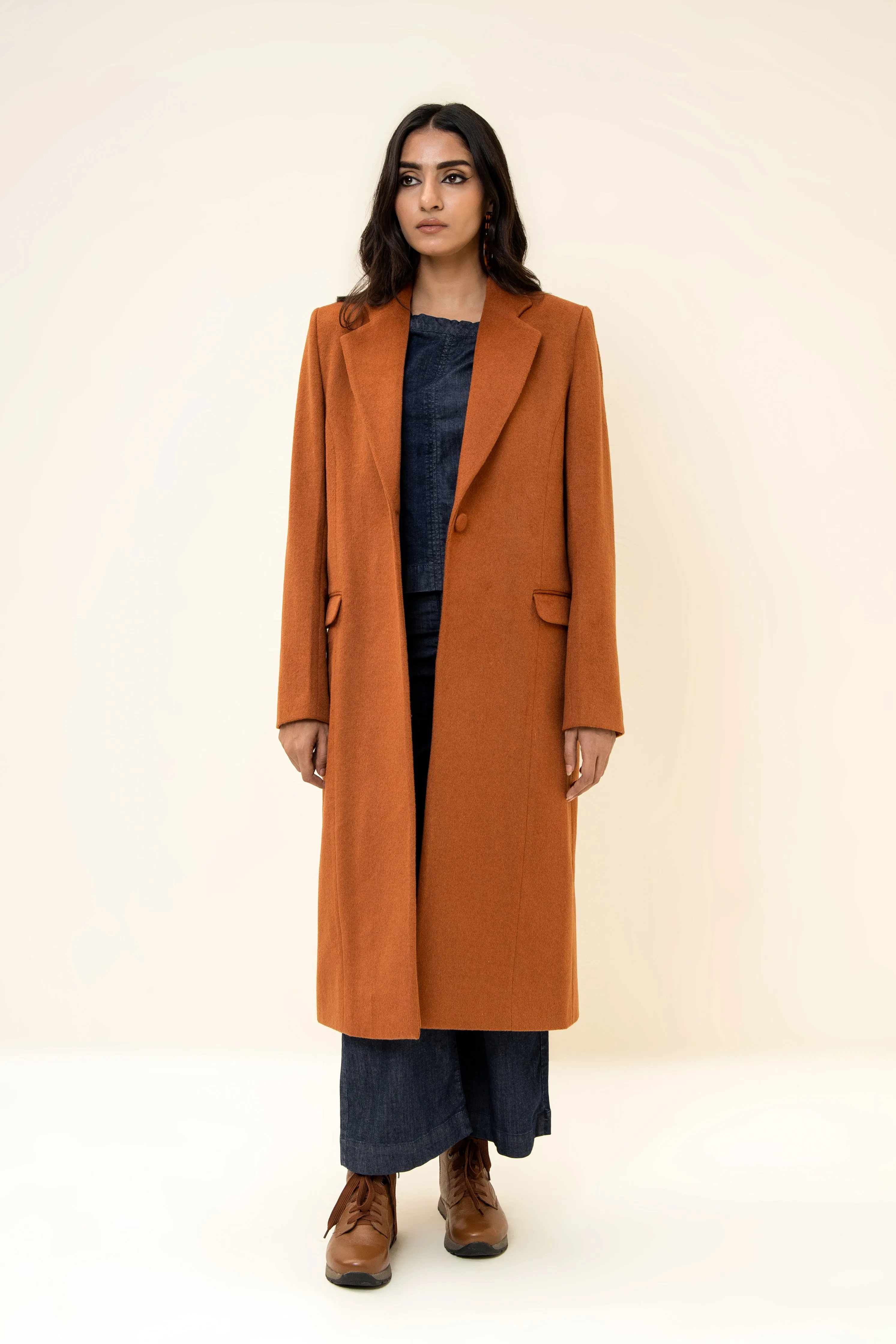 Amelie Long Coat Rust