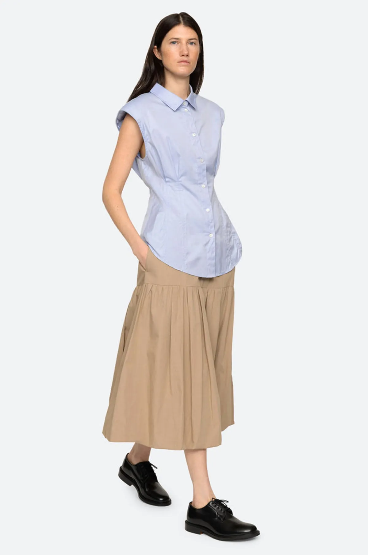 Belle Stone Washed Chino Bubble Skirt Khaki