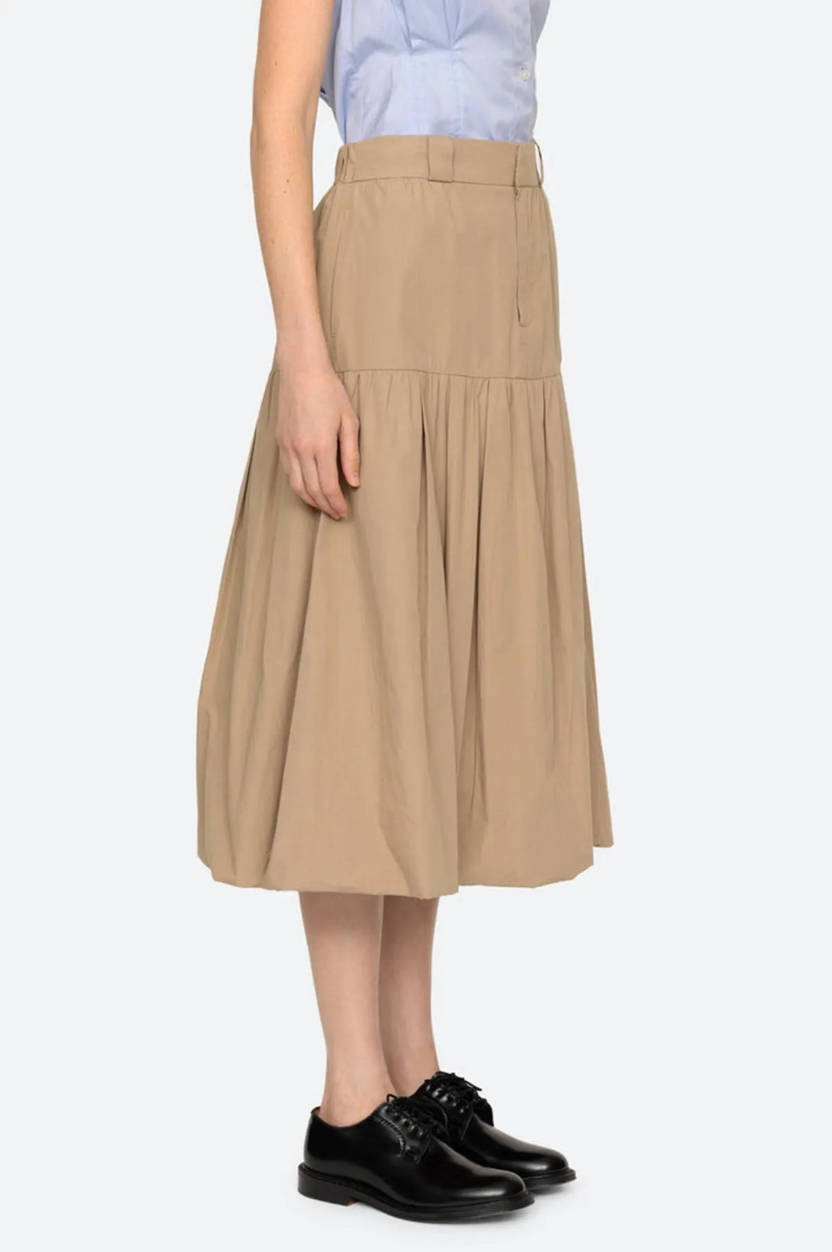 Belle Stone Washed Chino Bubble Skirt Khaki