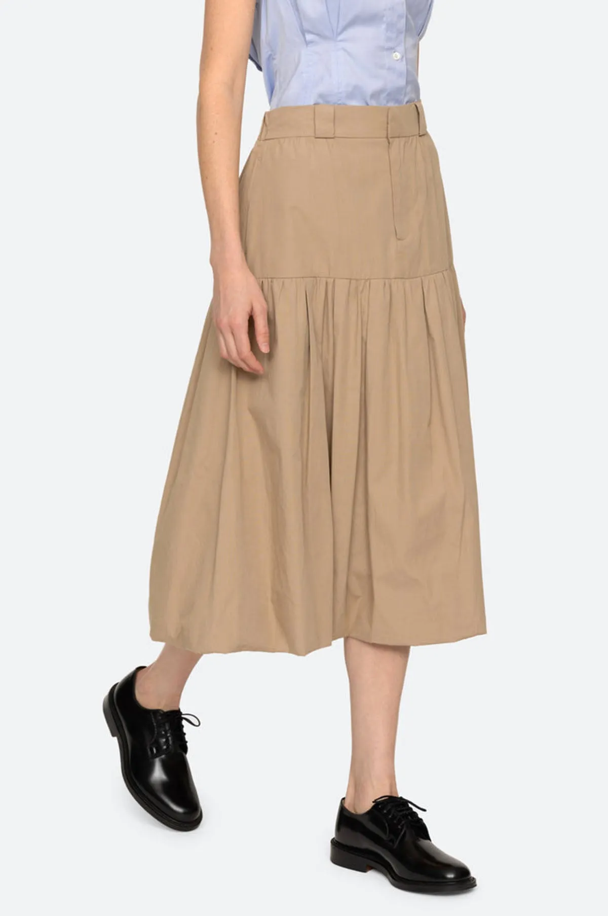 Belle Stone Washed Chino Bubble Skirt Khaki