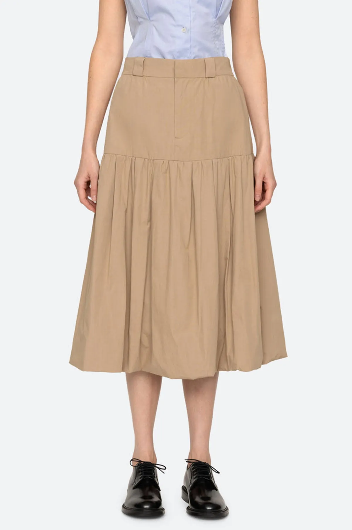 Belle Stone Washed Chino Bubble Skirt Khaki