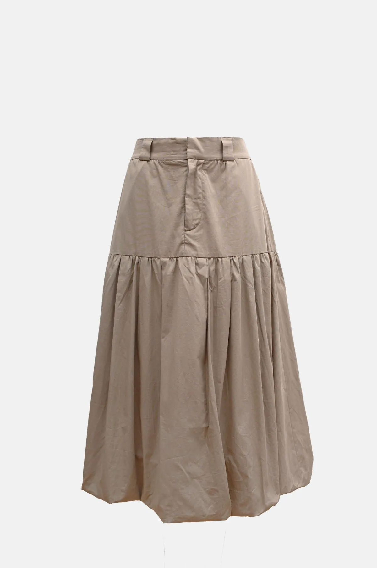 Belle Stone Washed Chino Bubble Skirt Khaki