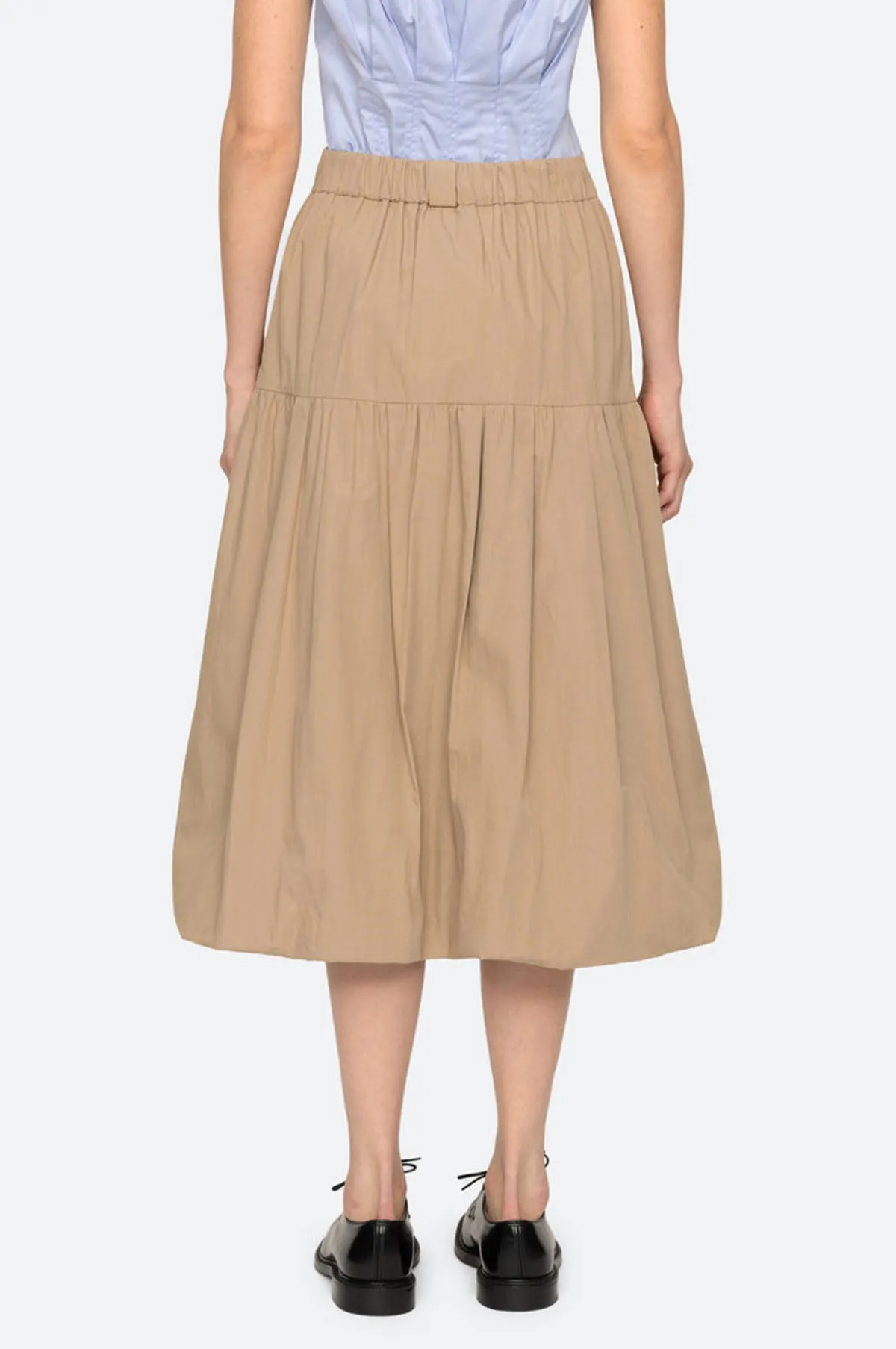 Belle Stone Washed Chino Bubble Skirt Khaki