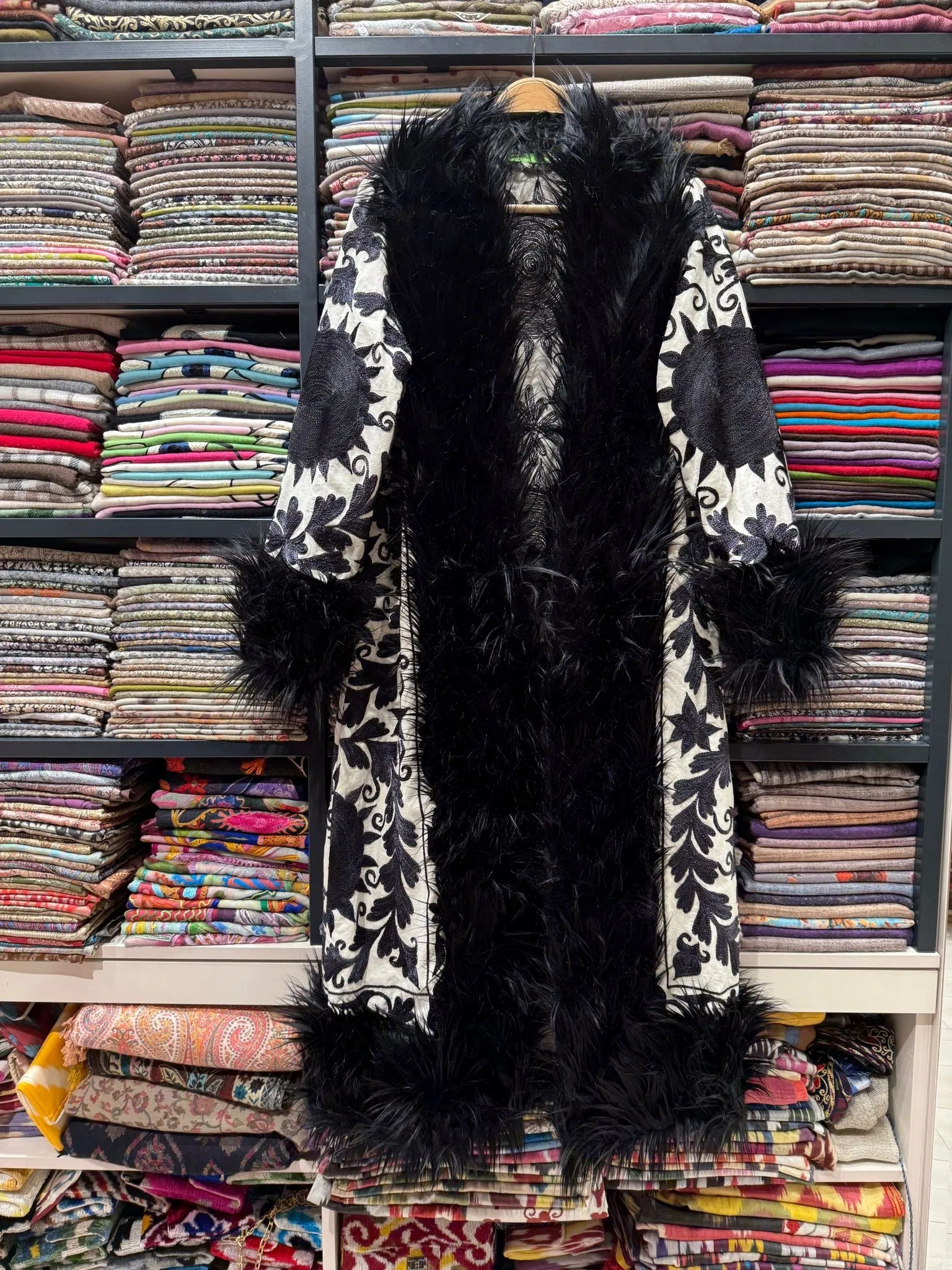 Black and White Suzani Kis Coat