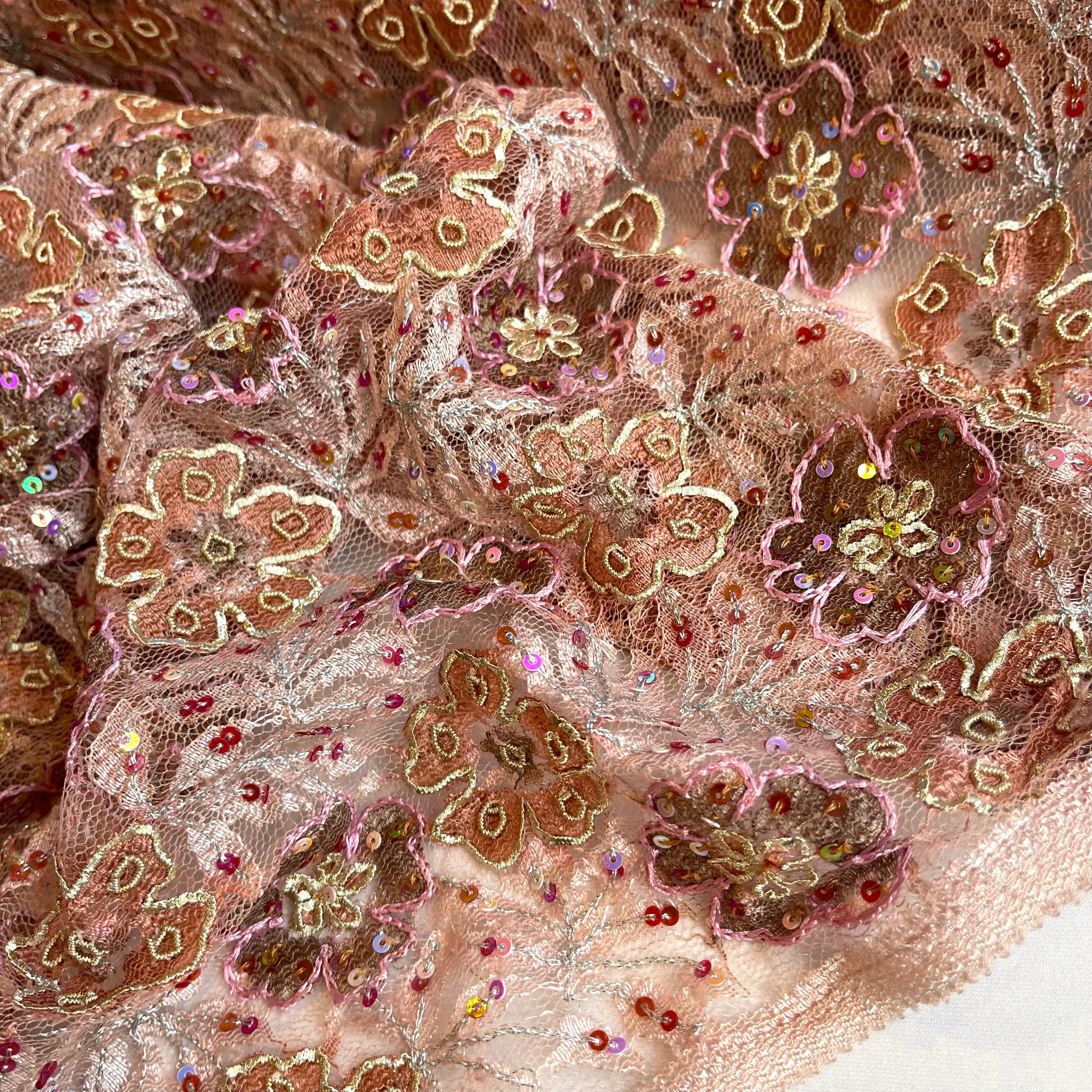 Blush Posies Sequin Lace