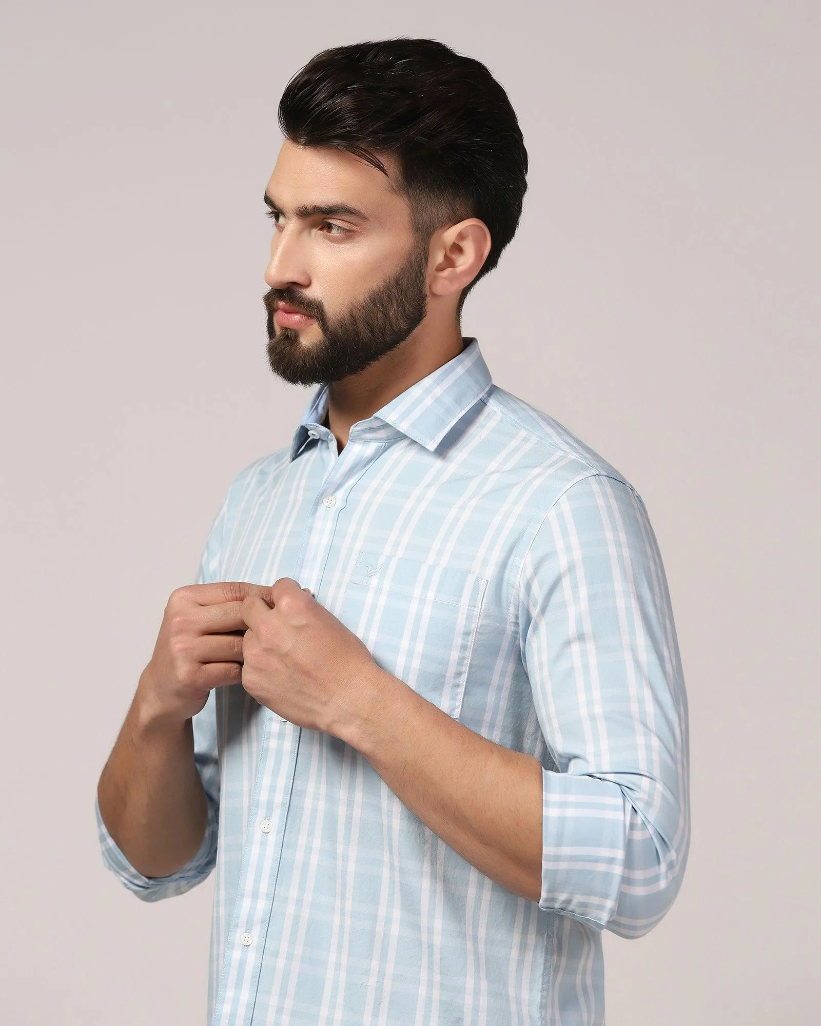 Casual Blue Check Shirt - Meyer