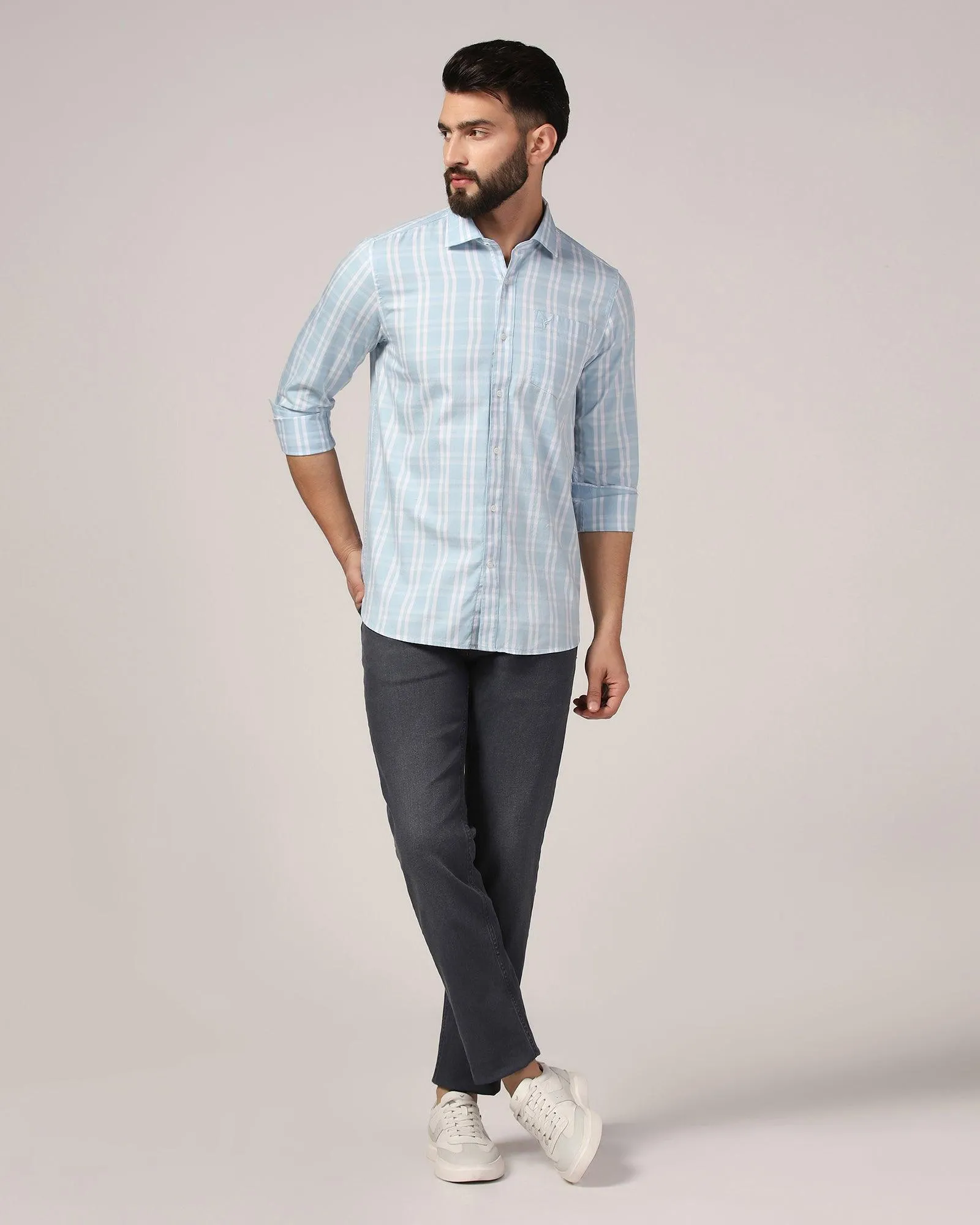 Casual Blue Check Shirt - Meyer