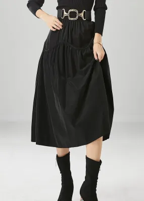 Chic Black Oversized Patchwork Cotton Skirts Fall ML1197