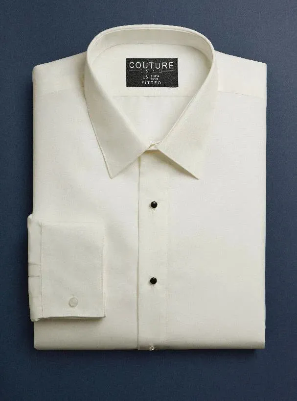 Couture 1910 Slim Fit Micro Fiber Laydown Tuxedo Shirt - Ivory