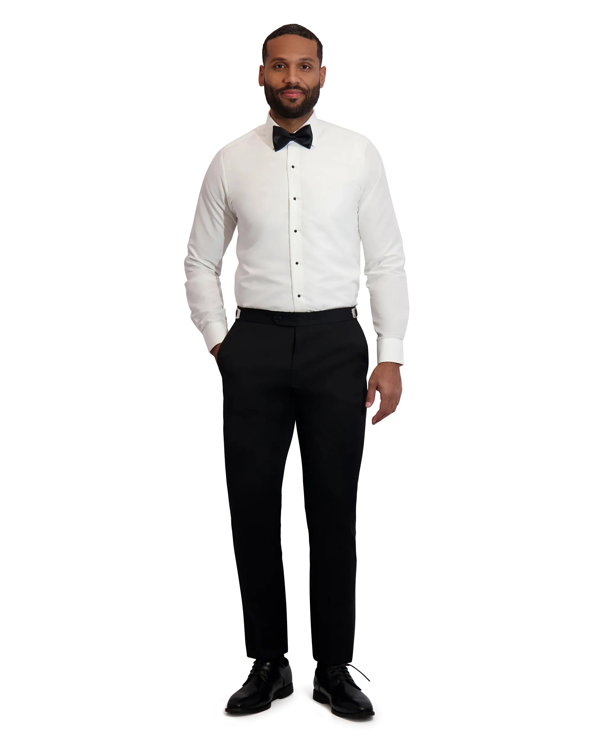 Couture 1910 Slim Fit Micro Fiber Laydown Tuxedo Shirt - Ivory