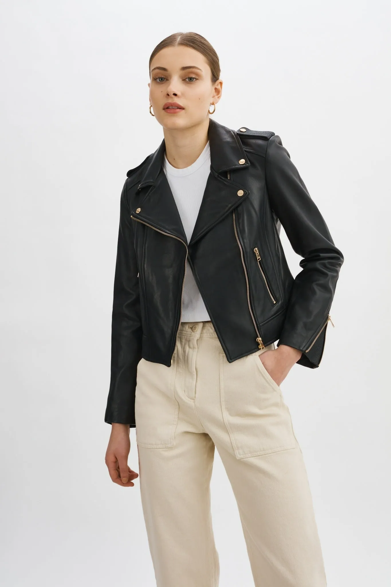 DONNA GOLD | Iconic Leather Biker Jacket