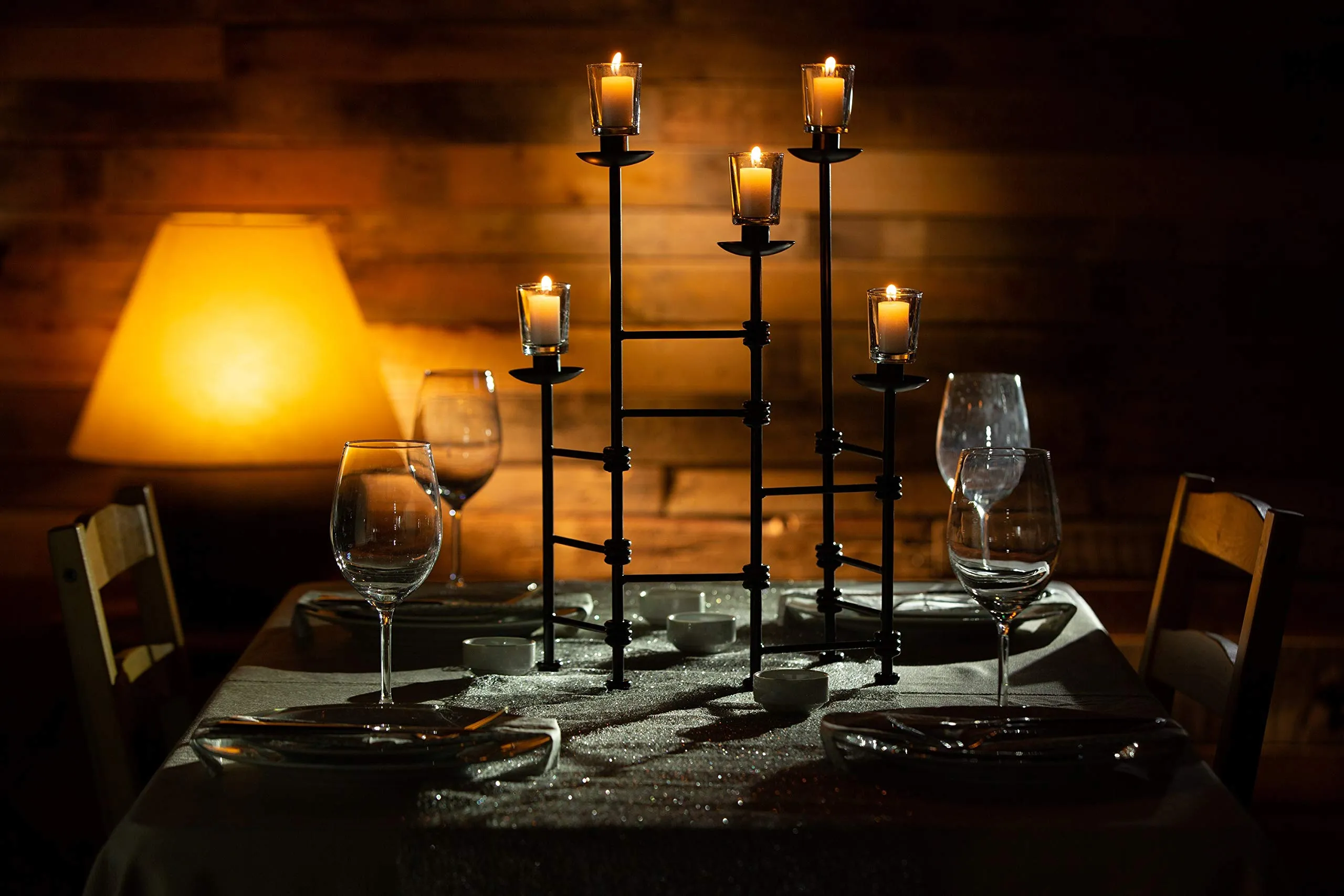 FLAMELY Flexible Candles Centerpiece, Pillar Dining Table Set of 5, Interchangeable Votive