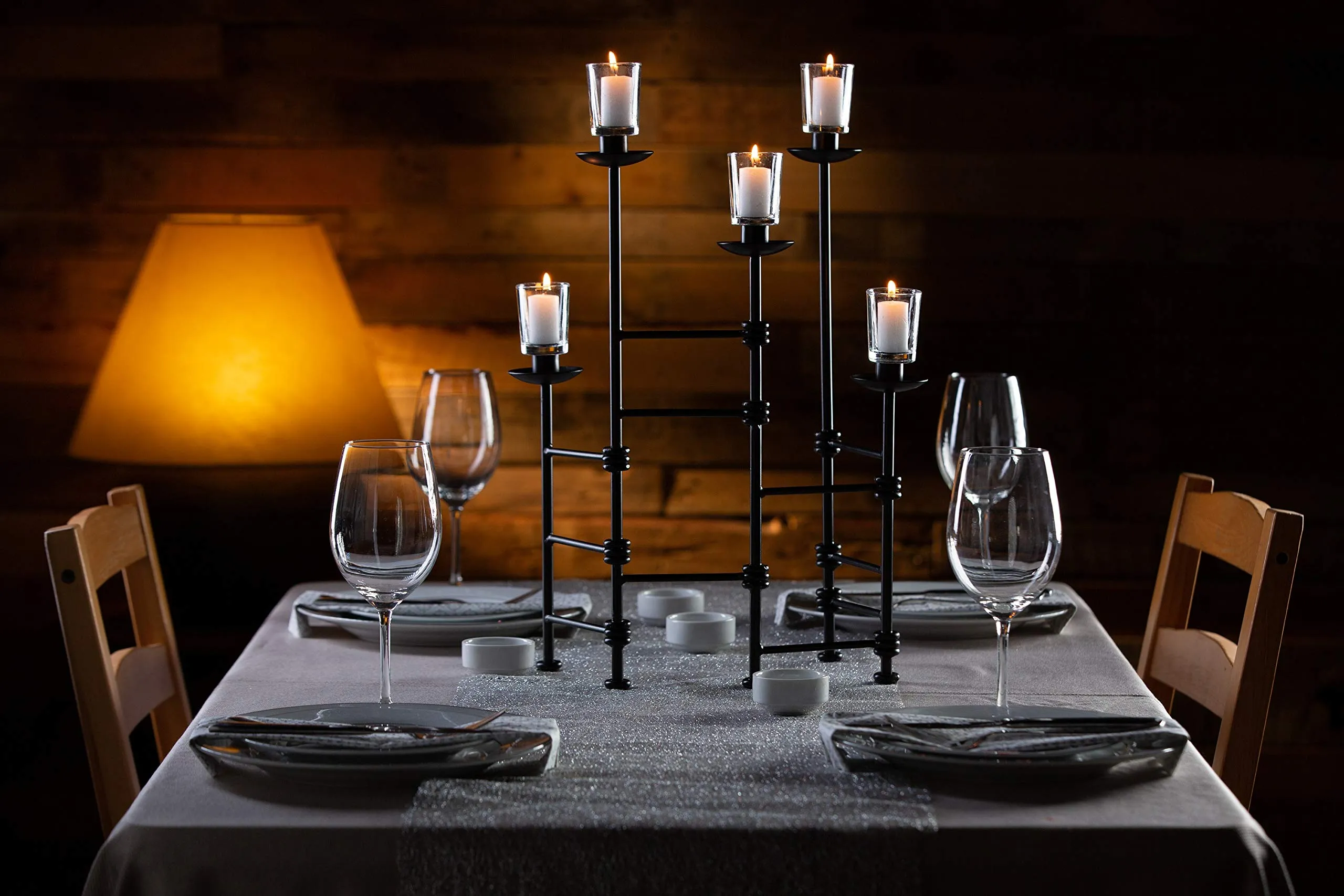 FLAMELY Flexible Candles Centerpiece, Pillar Dining Table Set of 5, Interchangeable Votive