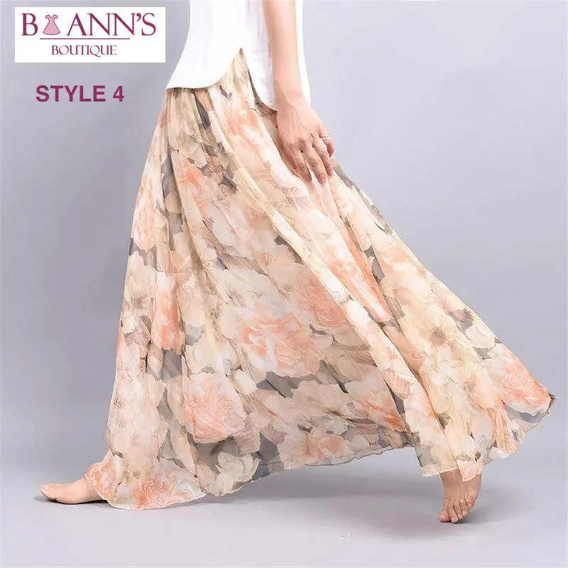 FLOOR LENGTH FLORAL CHIFFON SKIRT