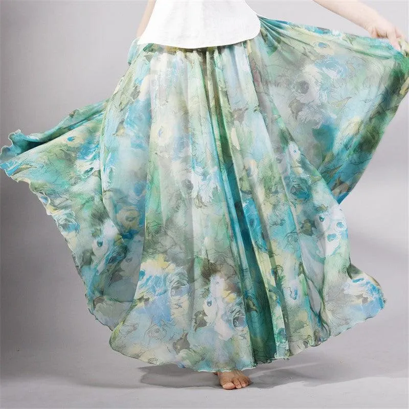 FLOOR LENGTH FLORAL CHIFFON SKIRT