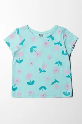 Floral Printed T-Shirt Aqua