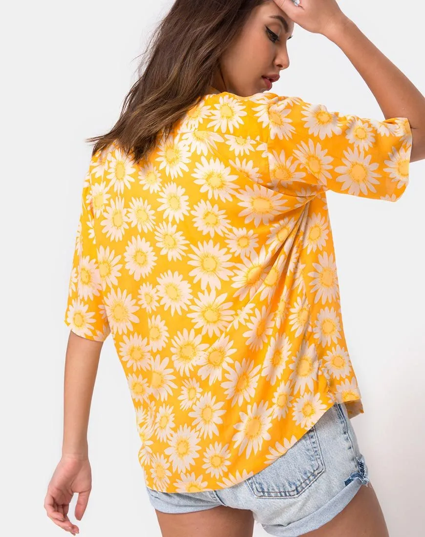 Hawaiian Shirt in Sunkissed Yellow Floral