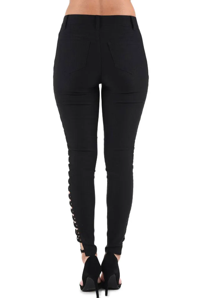 High Waisted Super Stretch X Cut-Out Skinny Pants