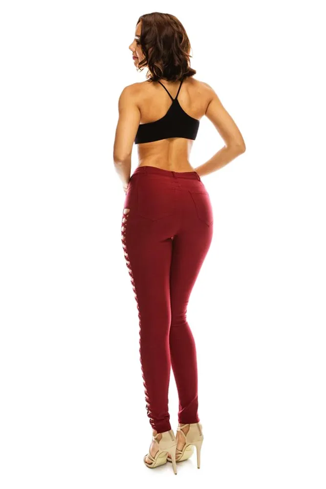 High Waisted Super Stretch X Cut-Out Skinny Pants