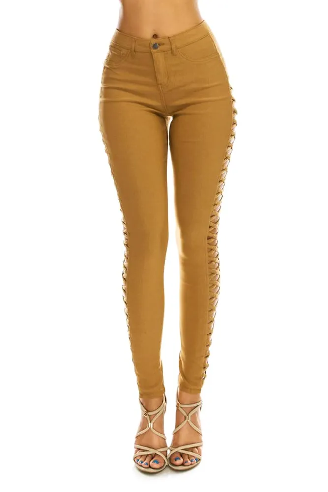 High Waisted Super Stretch X Cut-Out Skinny Pants