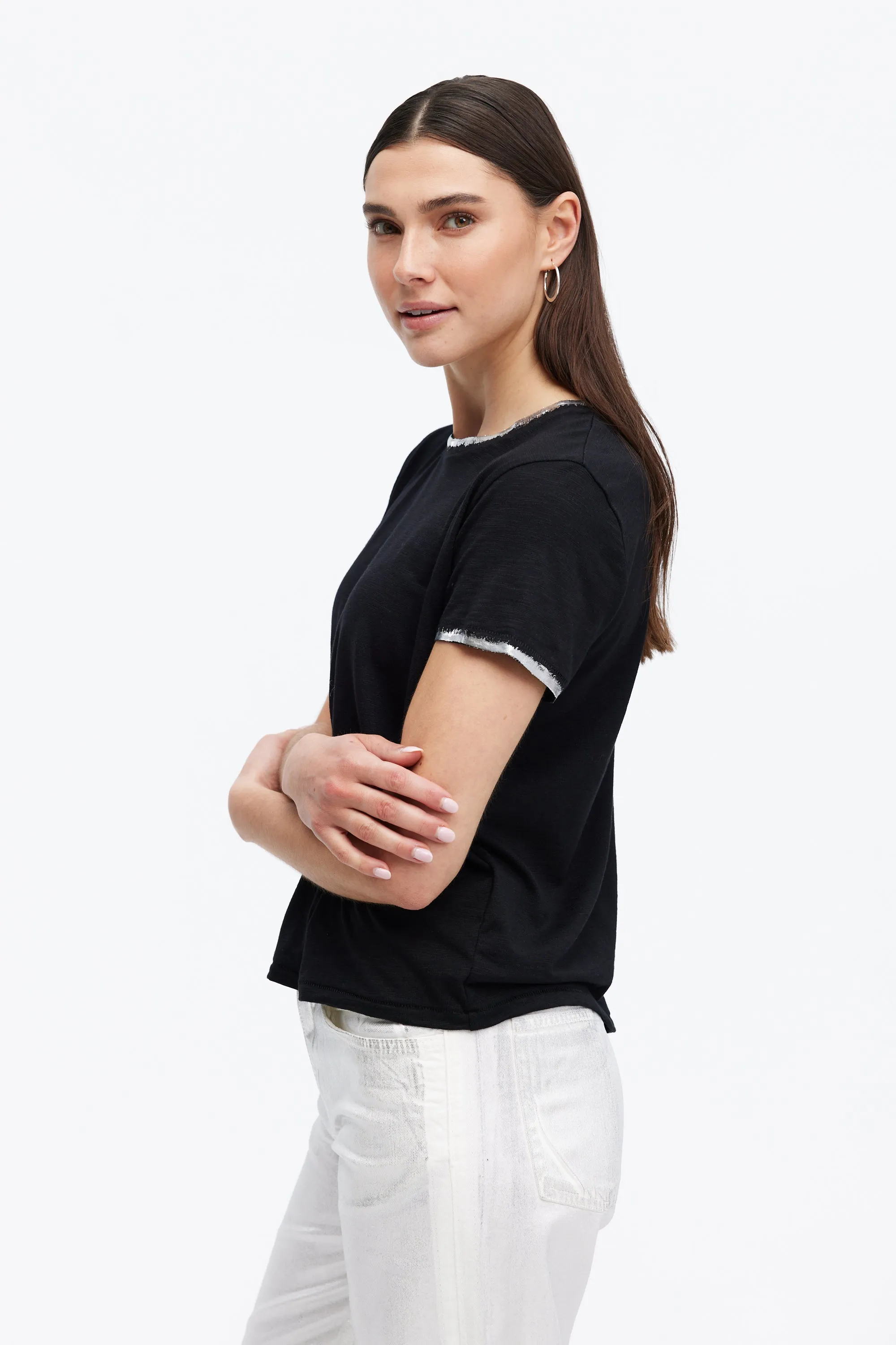 JANE METALLIC TIPPED PERFECT TEE