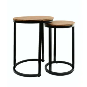 Java Nest of Tables with Black Frame 40x56cm with Distressed Tops - Black