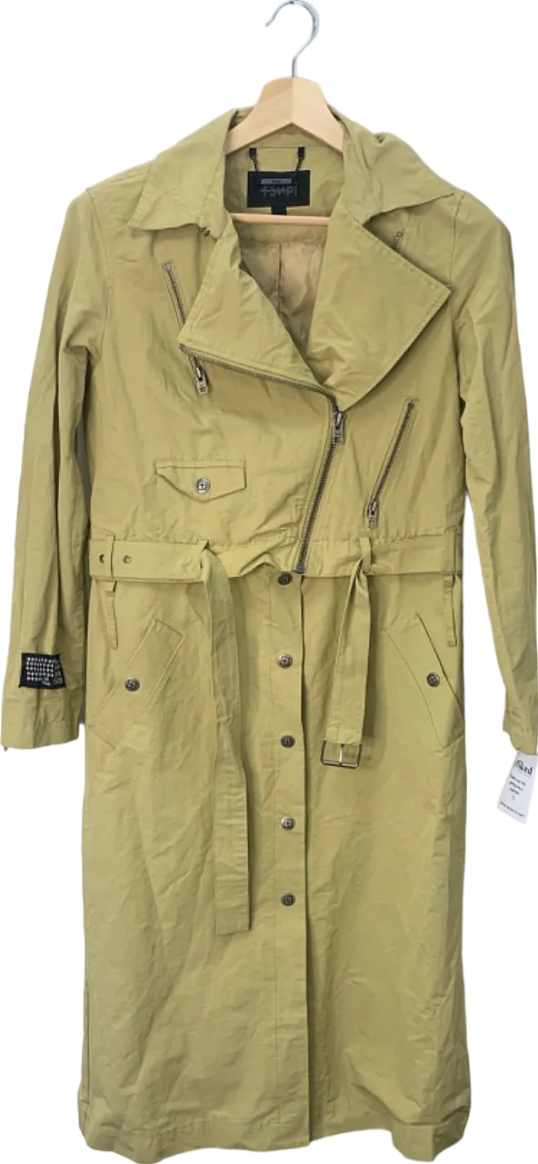 Ksubi Khaki Incognito Biker Trench Coat UK XS