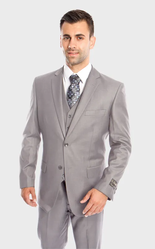 Light Grey Modern Fit 3-Piece Suit