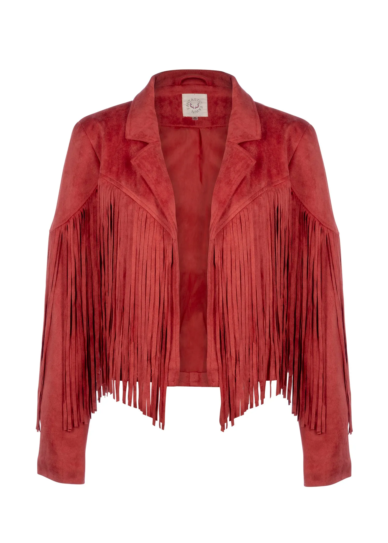 Little Red Corvette Vegan Suede Fringe Jacket