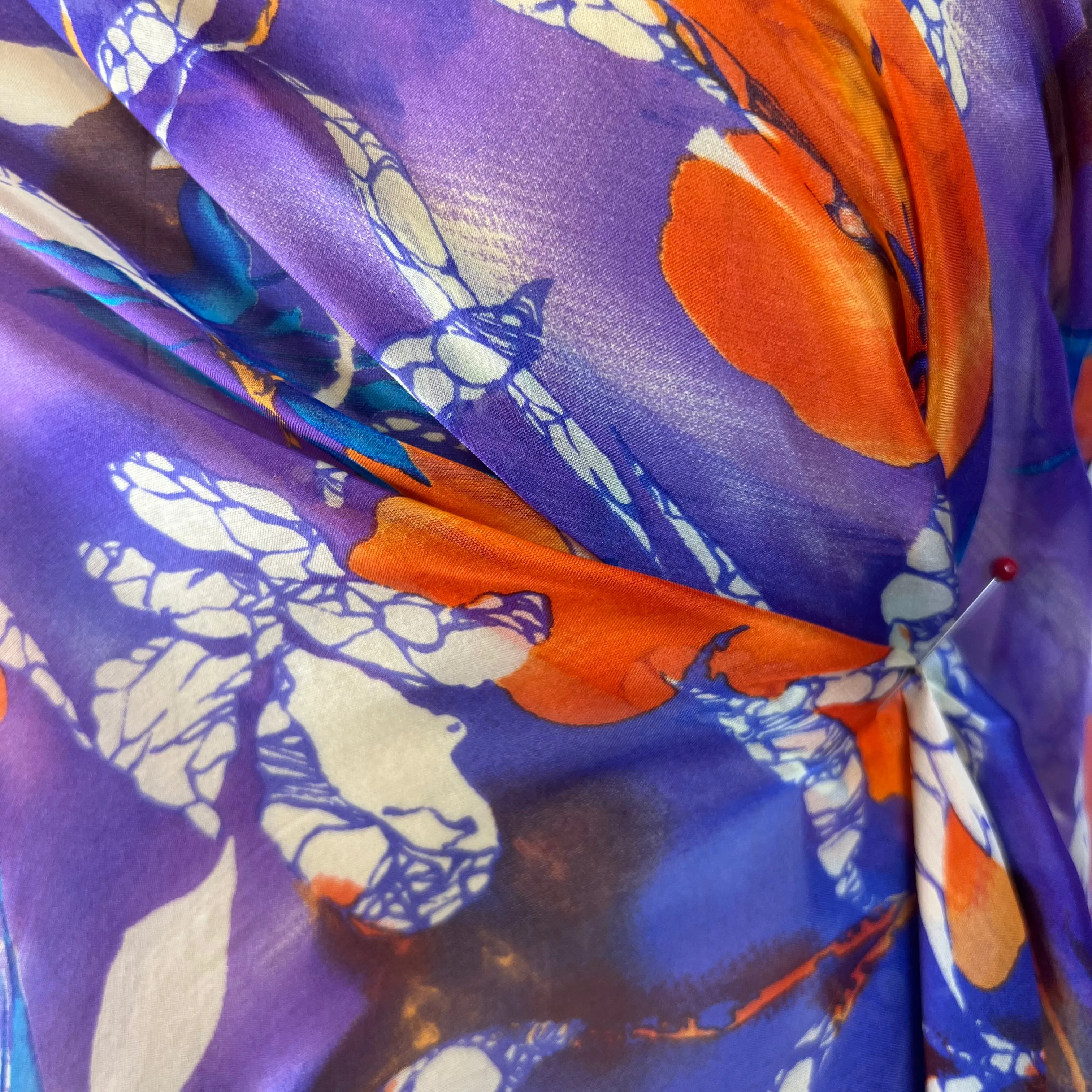 Marbled Flowers Silk Chiffon