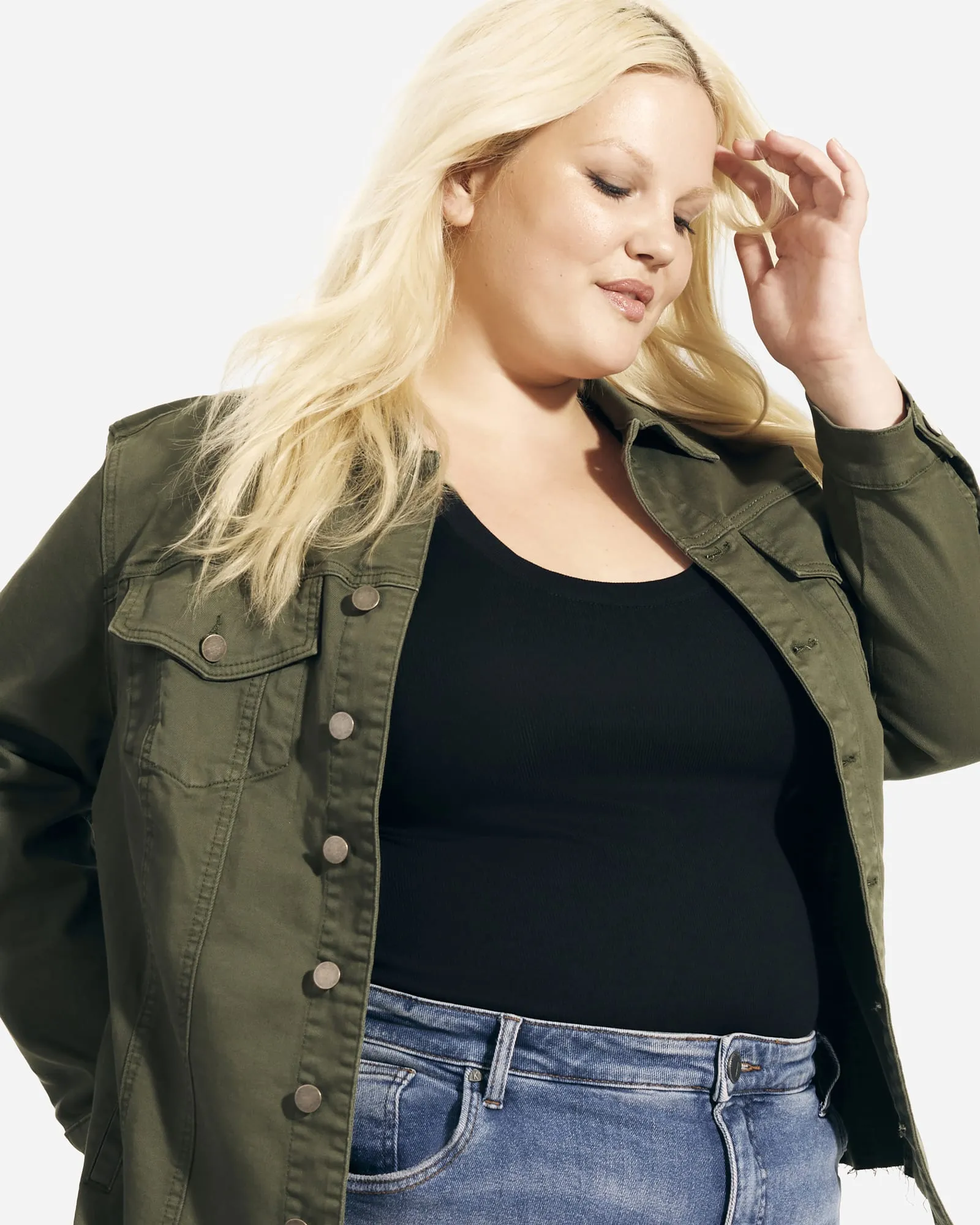 Martha Raw-Hem Denim Jacket | Forest Green