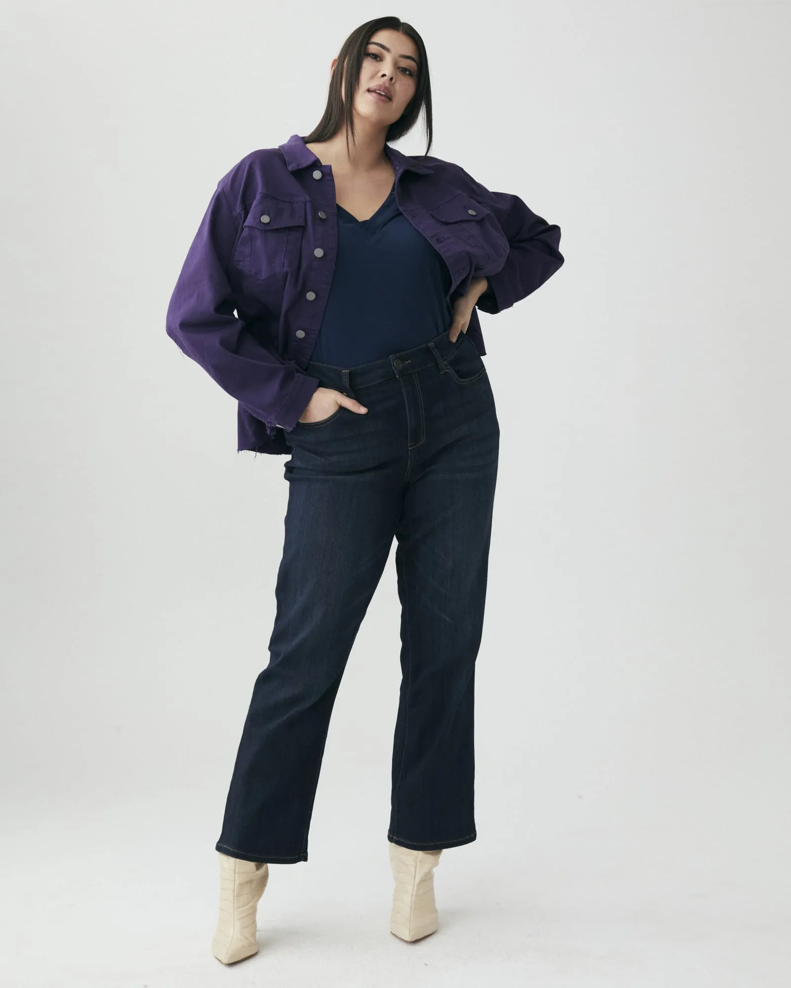 Martha Raw-Hem Denim Jacket | Purple