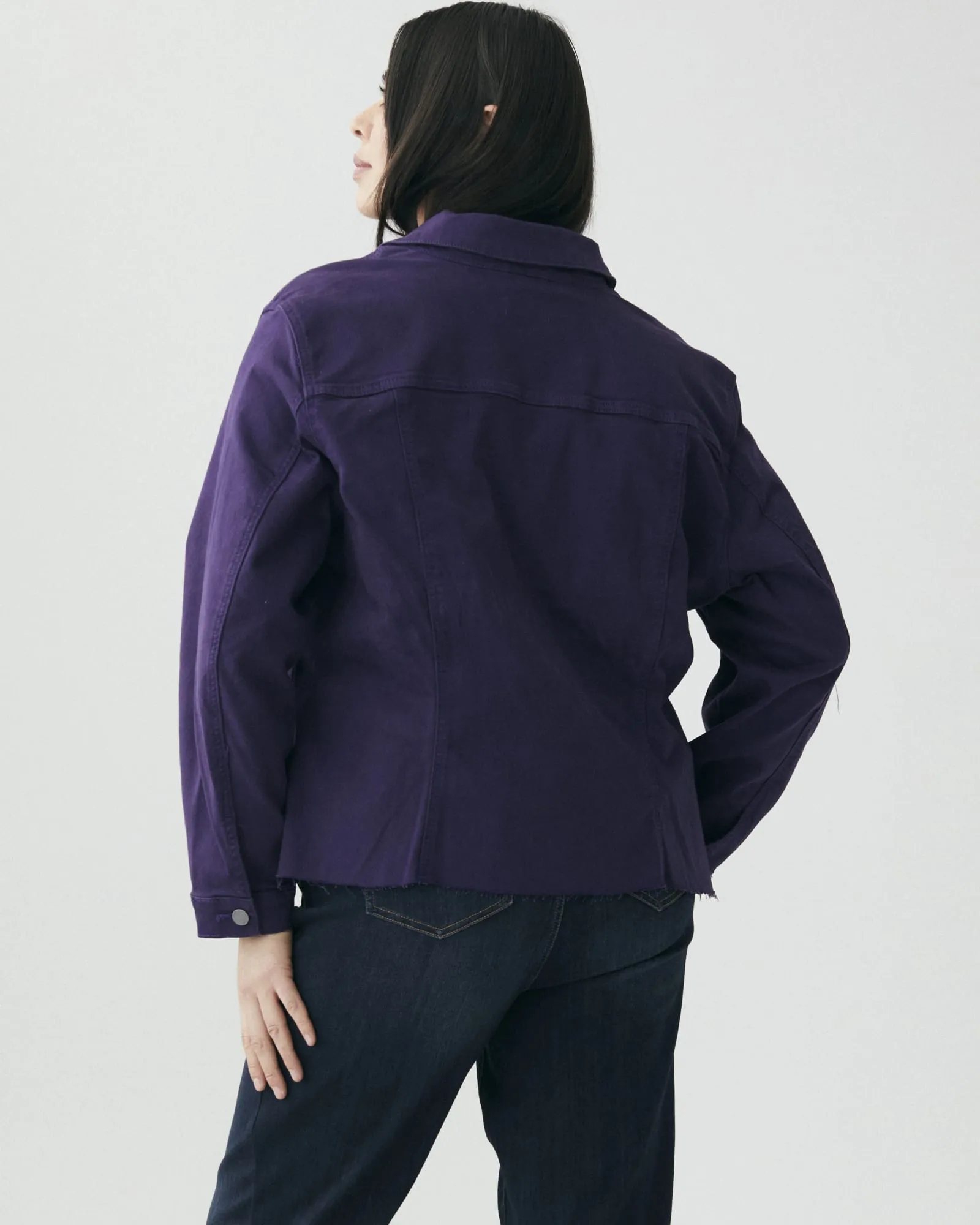 Martha Raw-Hem Denim Jacket | Purple