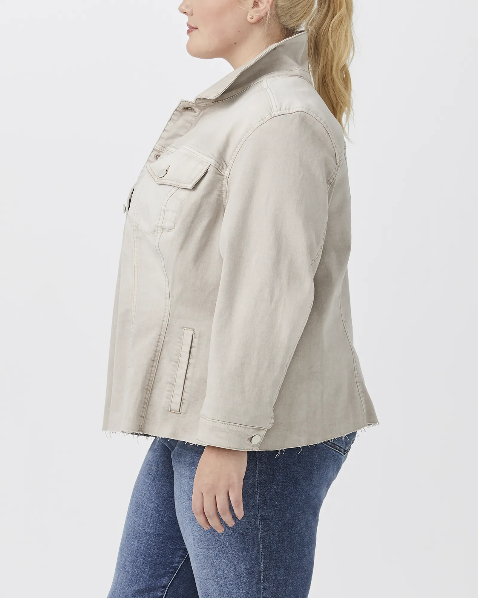 Minerva Raw-Hem Denim Jacket | Light Grey