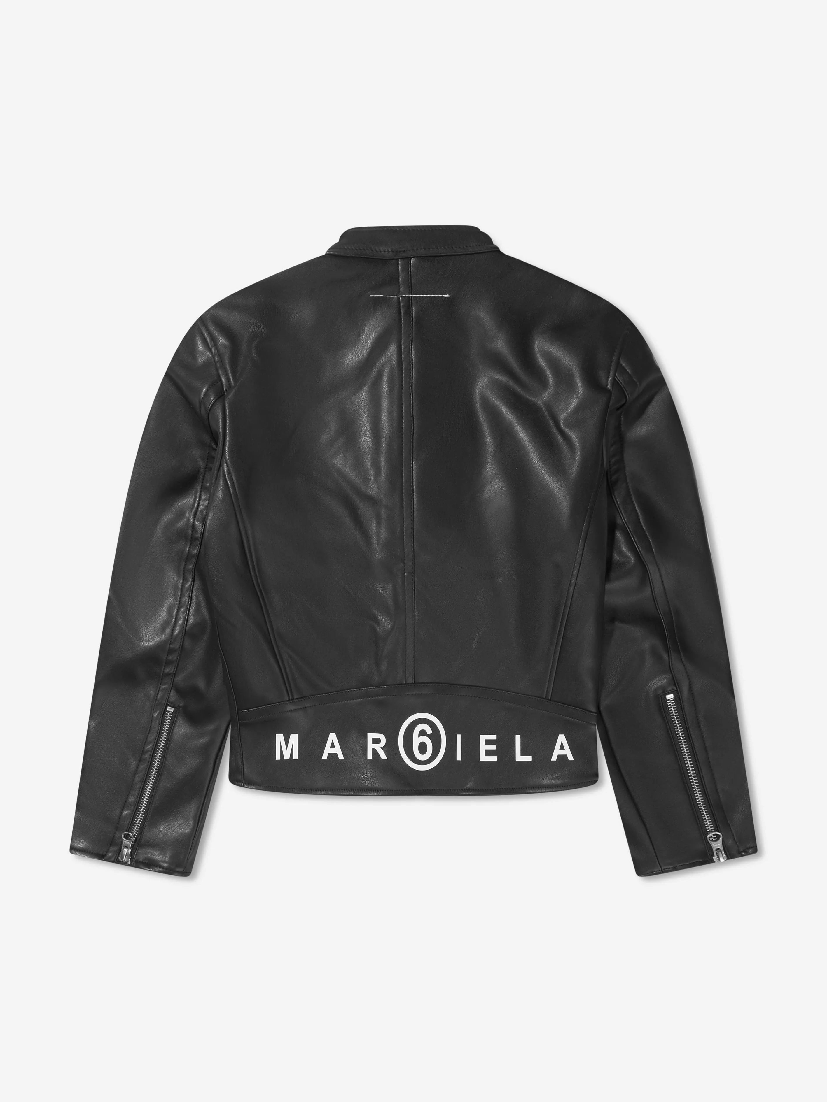 MM6 Maison Margiela Kids Faux Leather Back Logo Biker Jacket