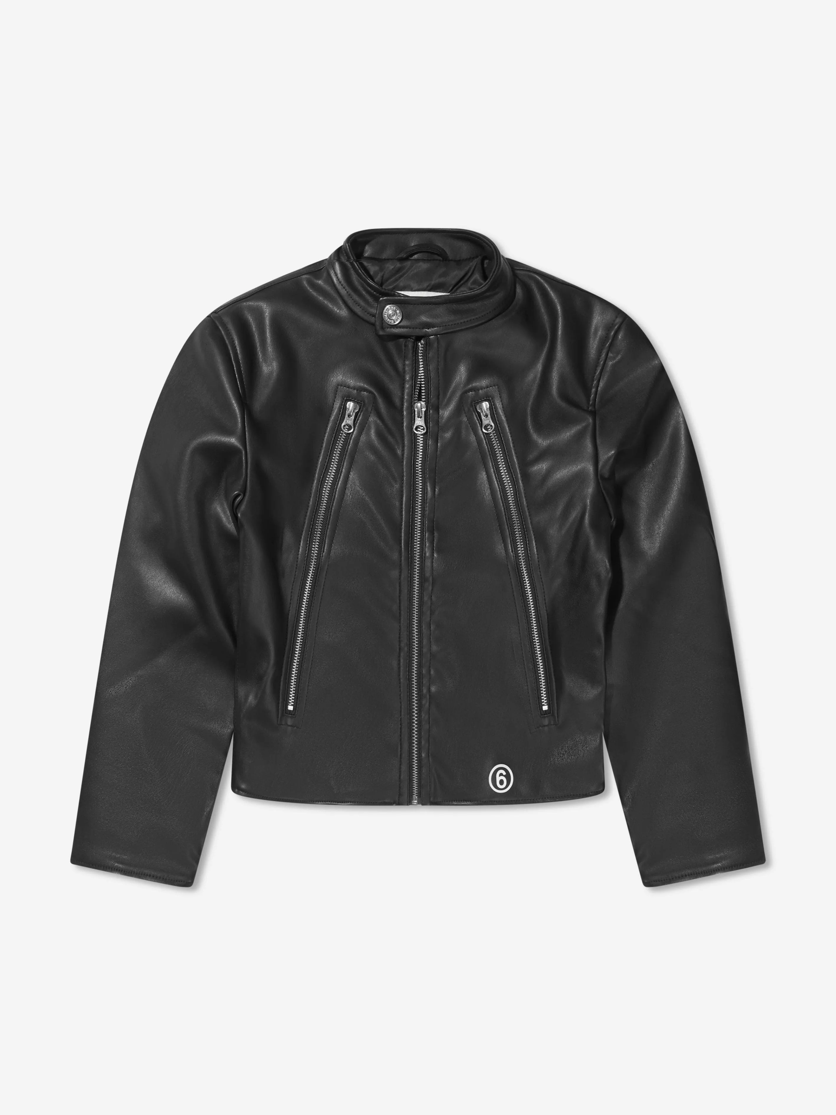 MM6 Maison Margiela Kids Faux Leather Back Logo Biker Jacket