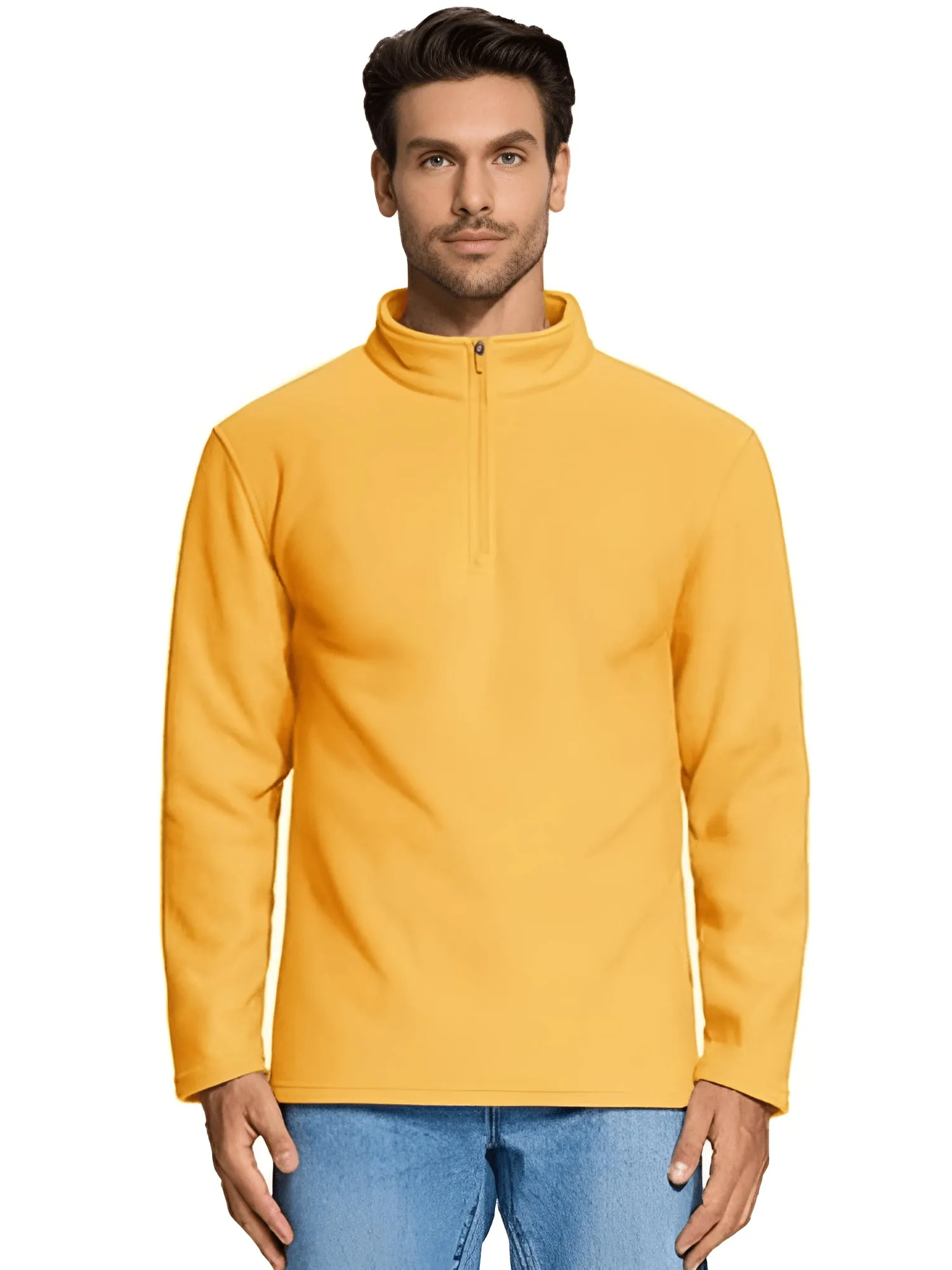 Quarter-Zip Pullover Tops Mens Fleece Sweatshirts