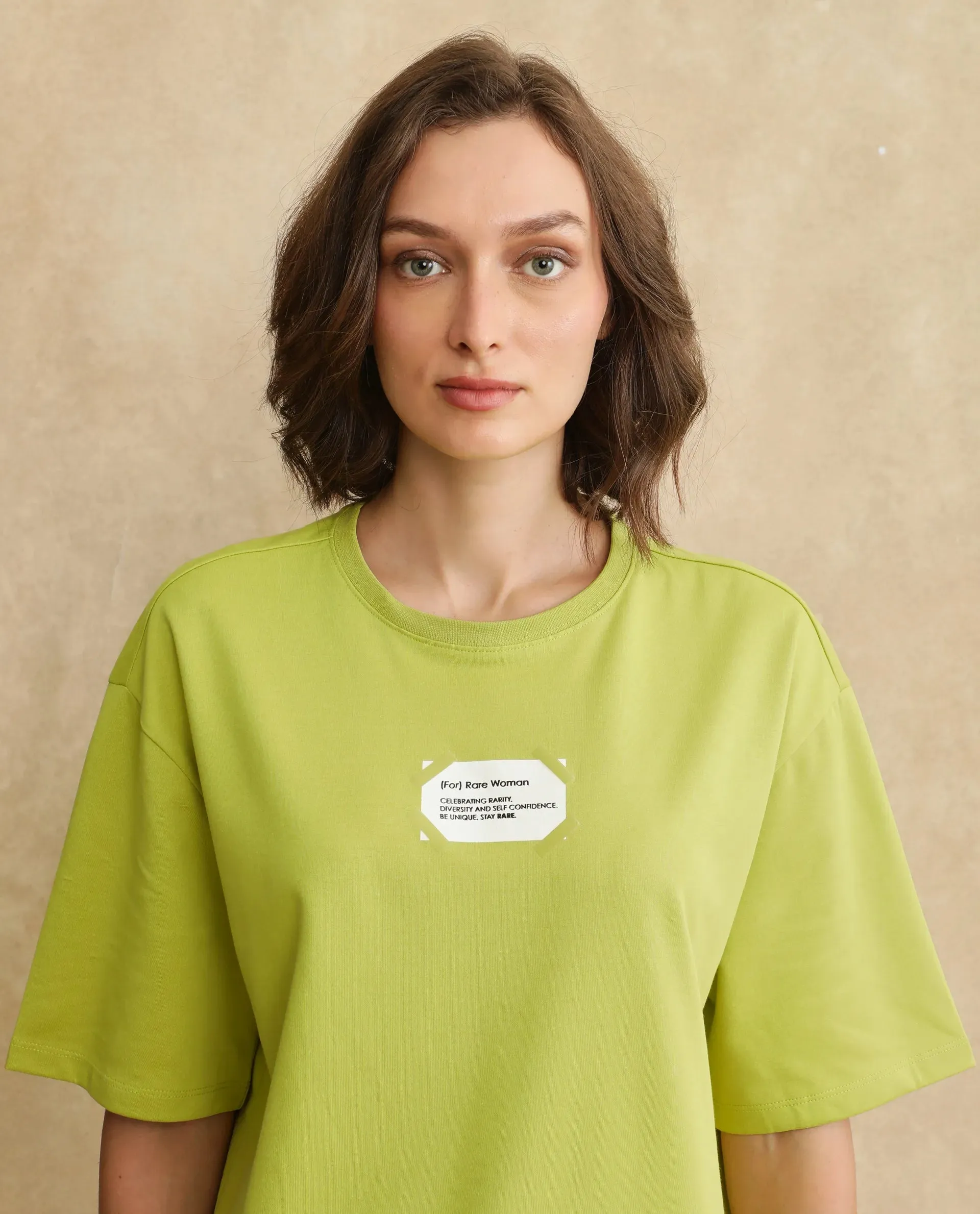 Rareism Women Gare Flouroscent Green Short Sleeve T-Shirt