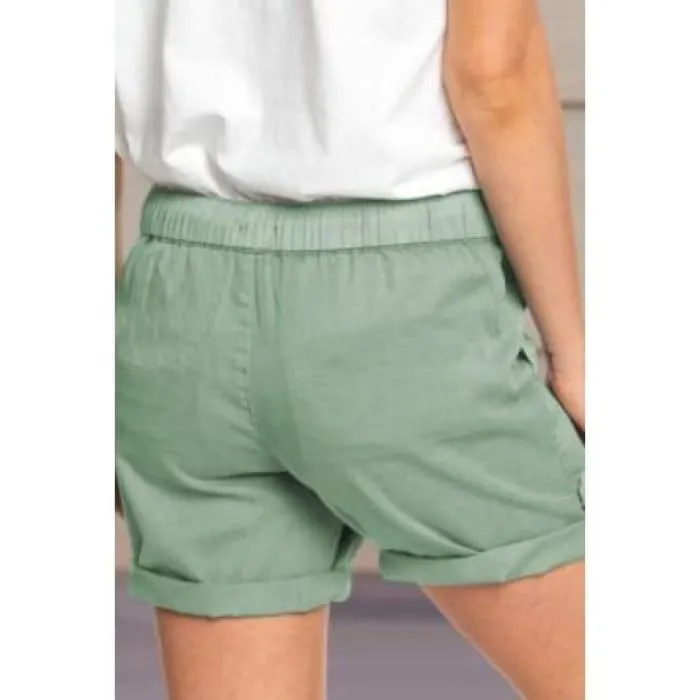 Relaxed Tab Side Shorts - Sage