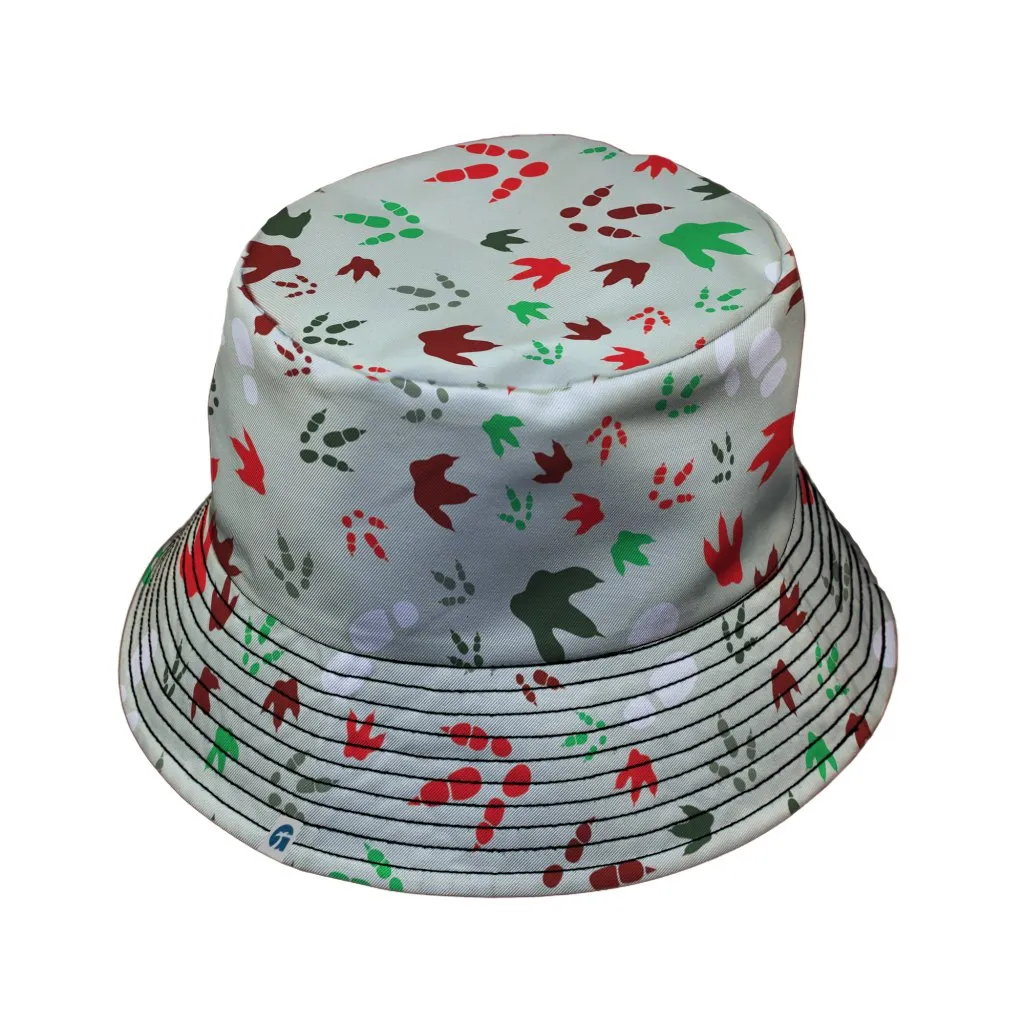 Santa Boots and Dinosaur Footprint Tracks Bucket Hat