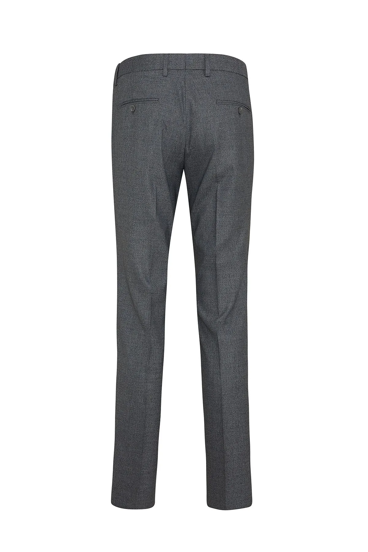 Slim Fit Gray Side Pocket Low Waist Wool Dress Pants