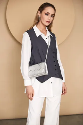 Square Waistcoat with Button Detail in Anthracite