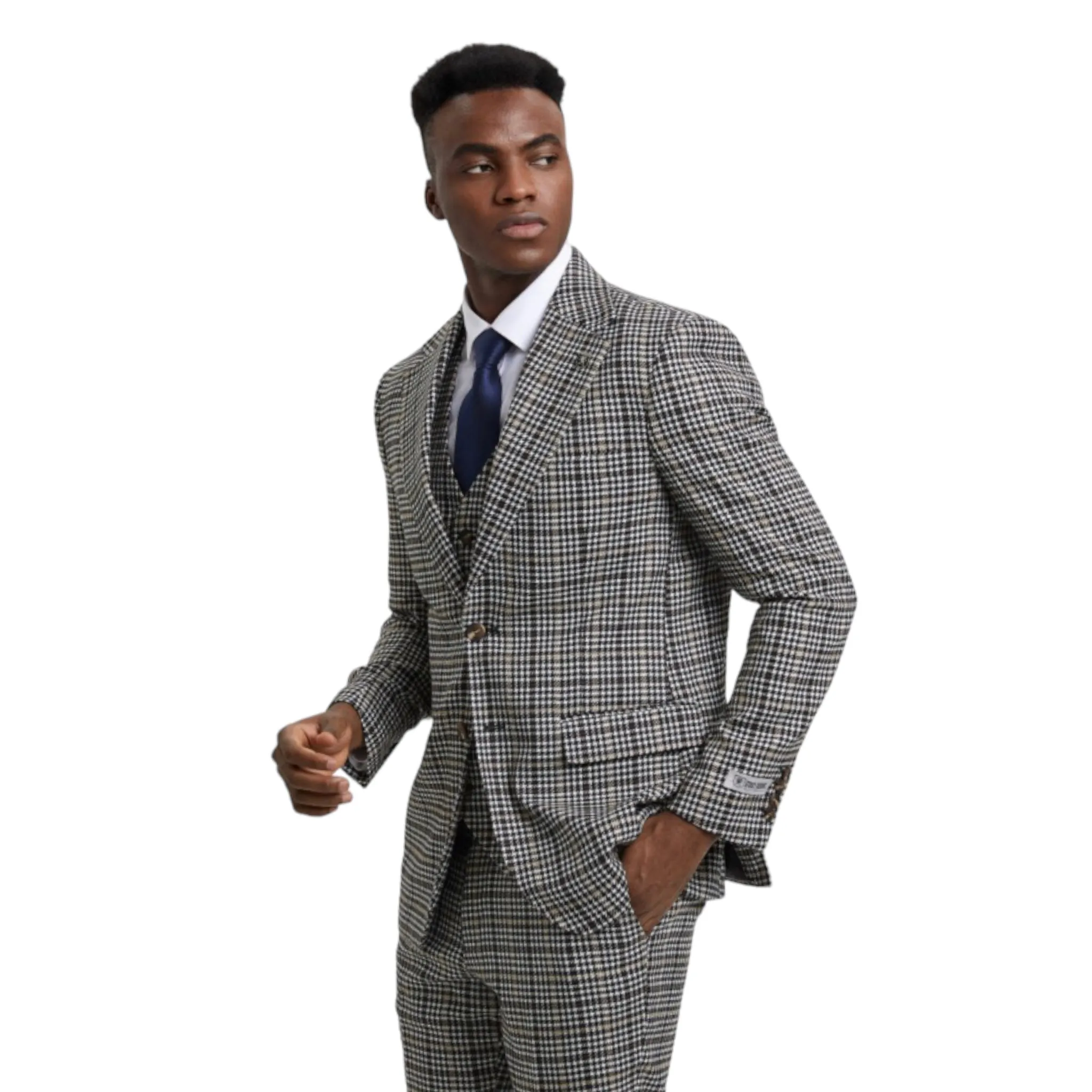 STACY ADAMS: Plaid 3pc. Suit SM162H1