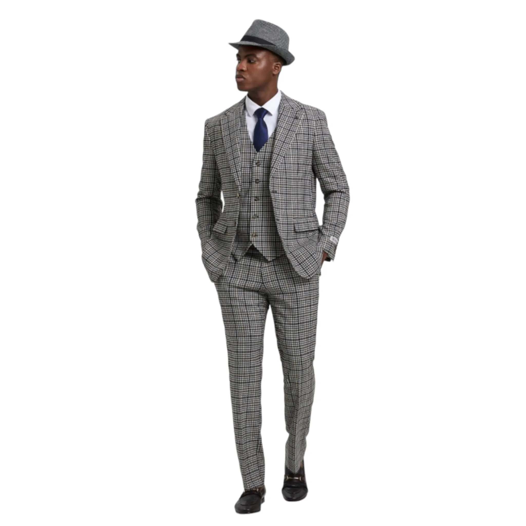 STACY ADAMS: Plaid 3pc. Suit SM162H1