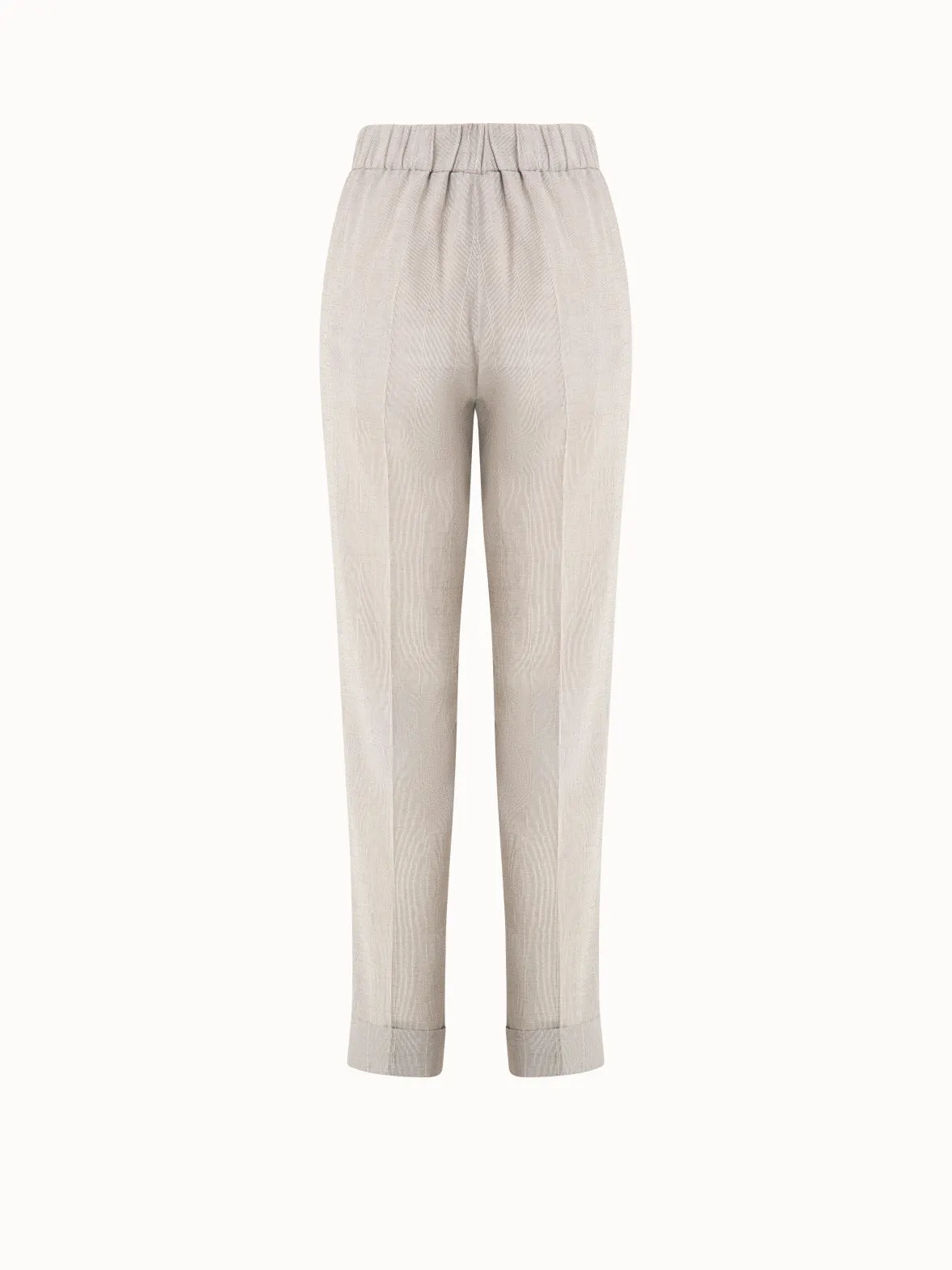 Tapered Viscose Crêpe Microstripe Pants