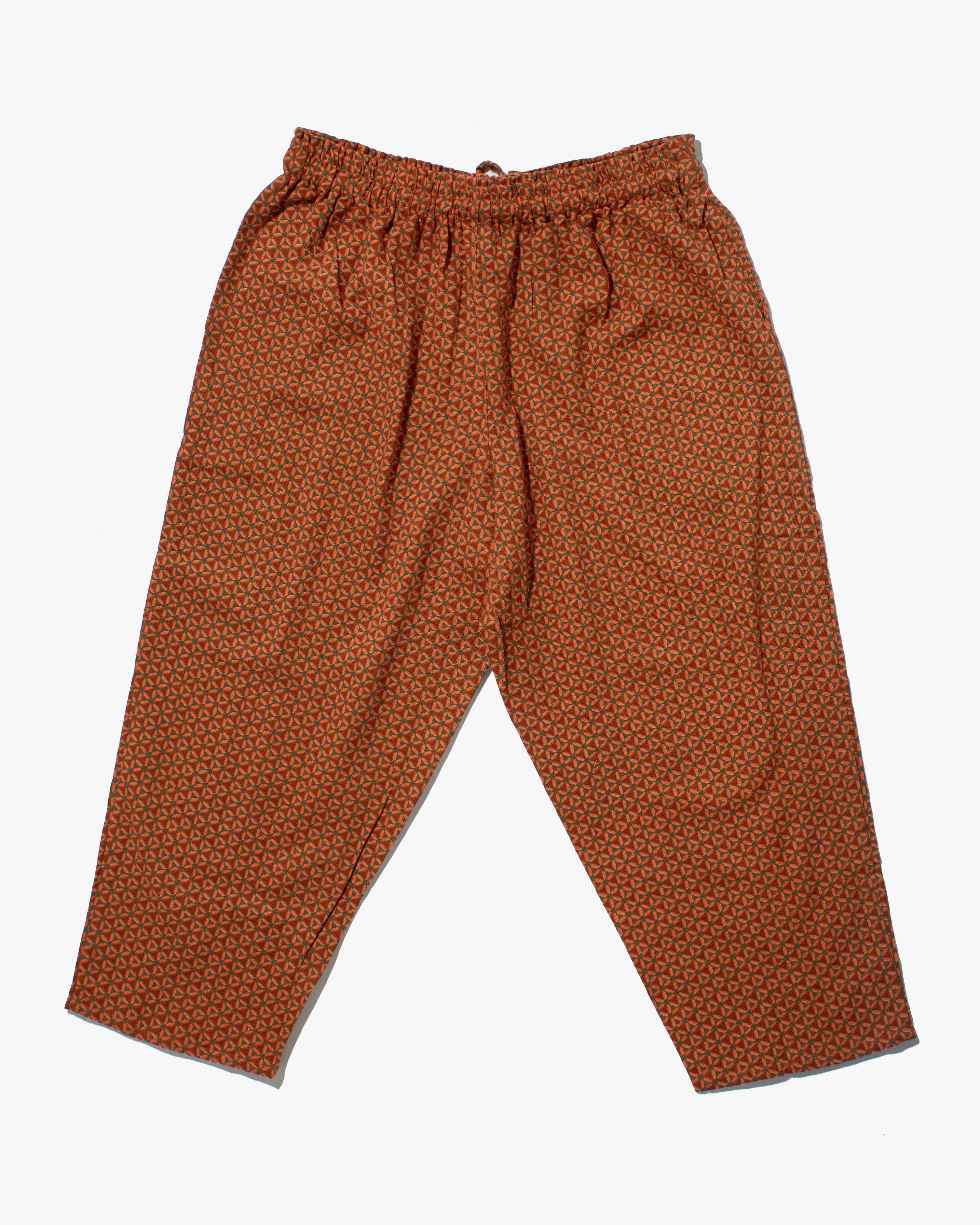 Wa-Modern Drawstring Pants, Orange Circle Pattern