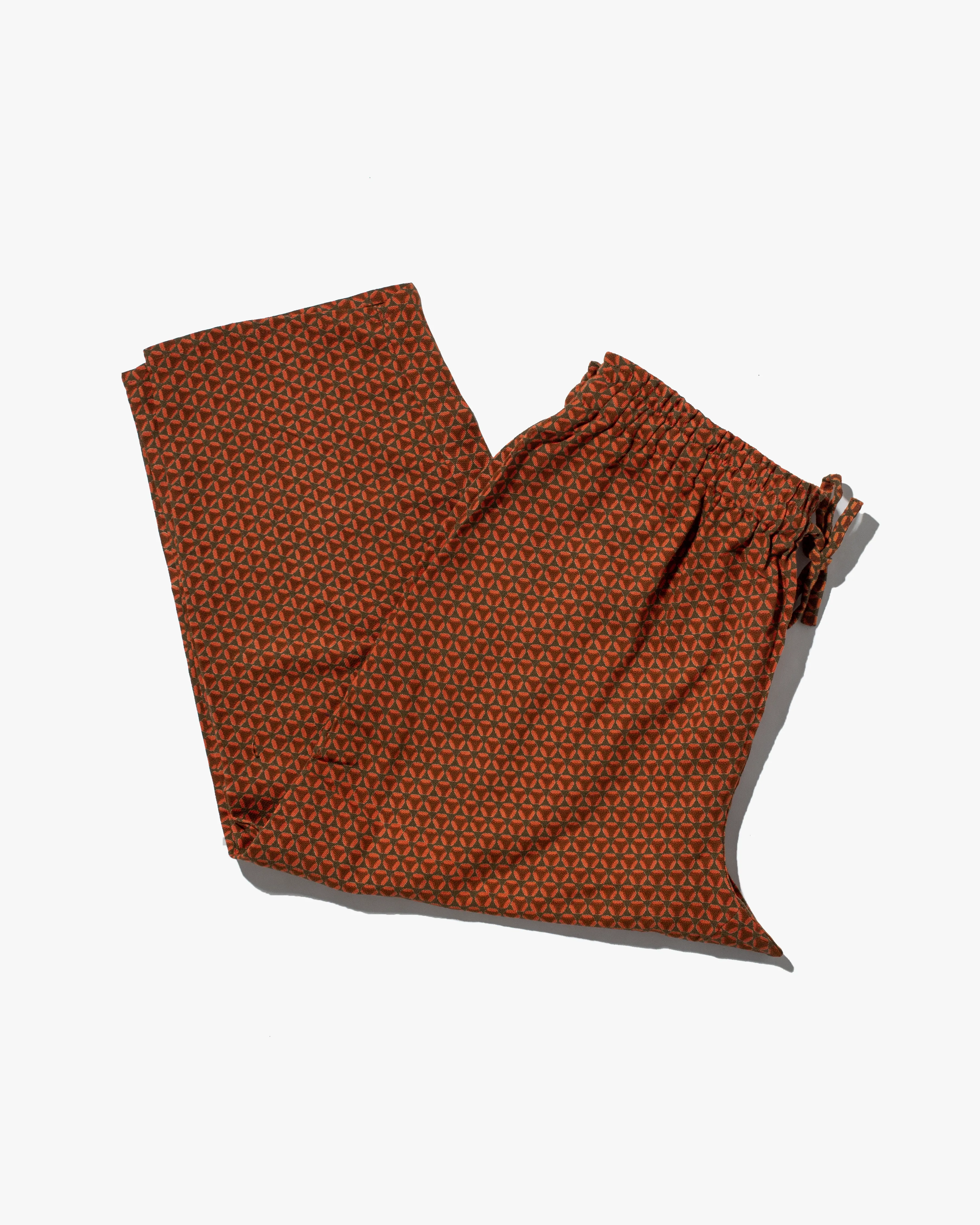 Wa-Modern Drawstring Pants, Orange Circle Pattern